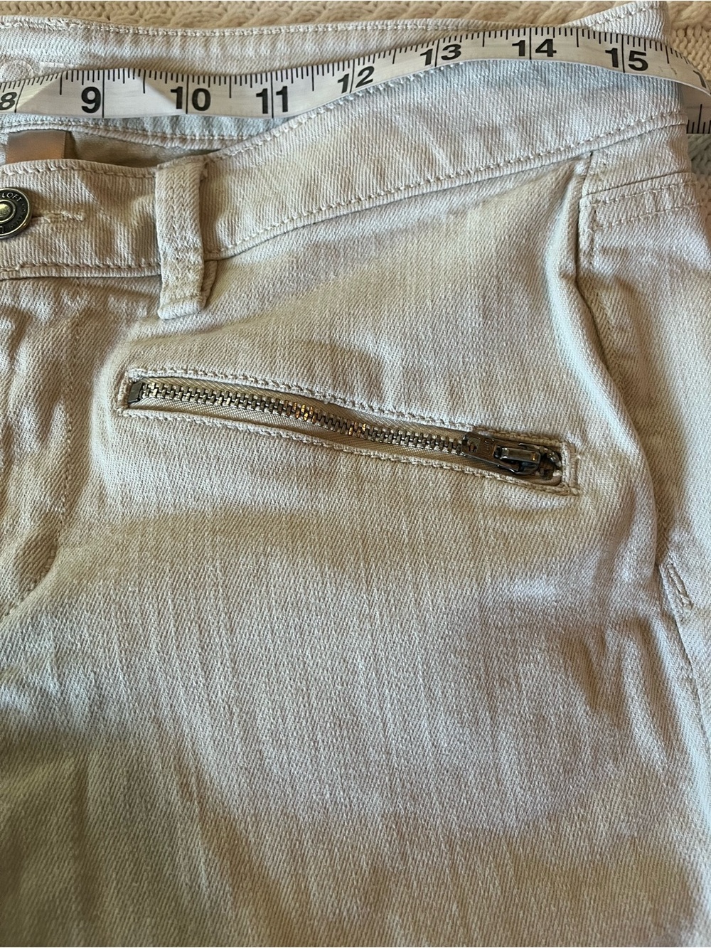 Loft Light Ivory Slim Zip-Pocket Ankle Pants with Fray Modern Skinny SZ 8 - Picture 11 of 15
